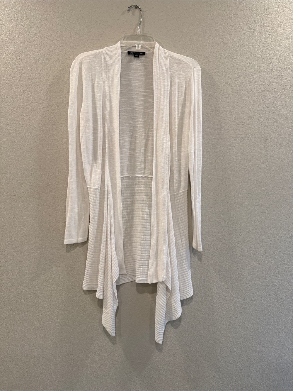 INC International Concepts White Draped Open-Front Cardigan